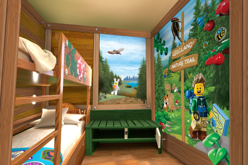 In der neuen Waldabenteuer Lodge im LEGOLAND Feriendorf wachen die Kinder im separaten Kinderschlafbereich mit LEGO auf und können direkt losspielen.