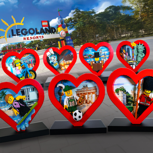 Die ikonischen LEGO Herzen zum Auftakt des globalen LEGO Festivals gibt es an sieben Standorten weltweit - jedes mit einem eigenen, einzigartigen Thema, das den jeweiligen Standort widerspiegelt: LEGOLAND Billund, LEGOLAND California, LEGOLAND Deutschland, LEGOLAND Florida, LEGOLAND Korea, LEGOLAND New York und LEGOLAND Windsor.